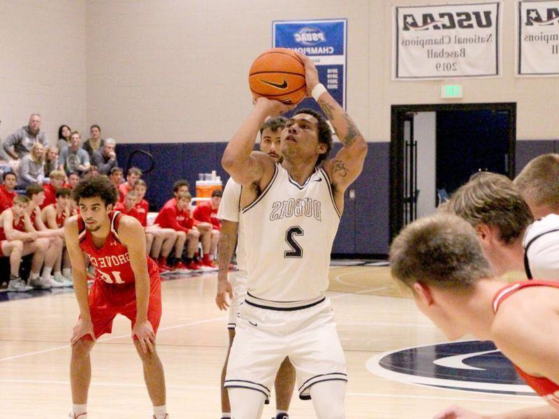 Penn State DuBois senior forward Ashton Fortson prepares to release a free throw during a home basketball game at the PAW Center against Grove City College.